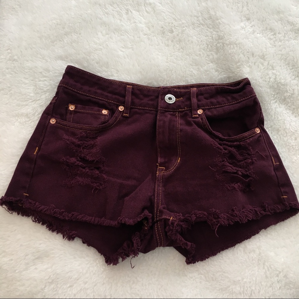 BULLHEAD Burgundy Jean Shorts
